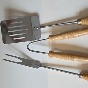 Wood Handle BBQ Tool Set